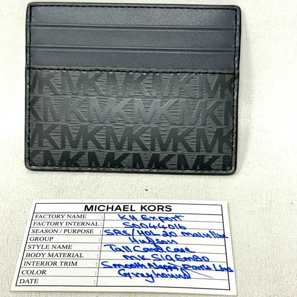 Michael Kors Logo Leather Card Case, Men's Size OS - Grey - Picture 1 of 6